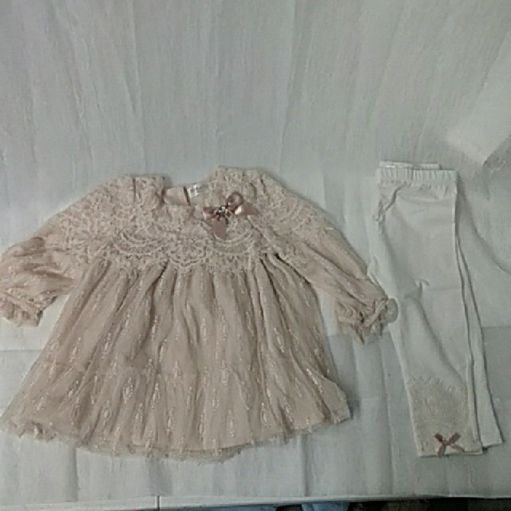Nanette Baby Elegant Lace Dress and Leggings Set